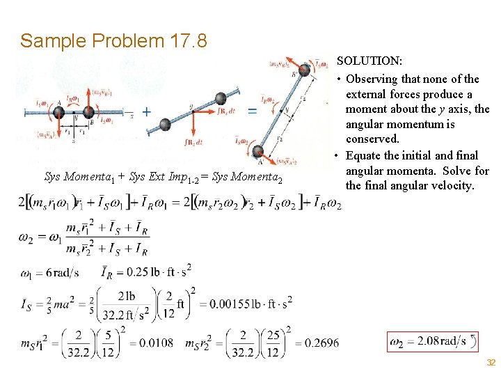 Sample Problem 17. 8 Sys Momenta 1 + Sys Ext Imp 1 -2 =