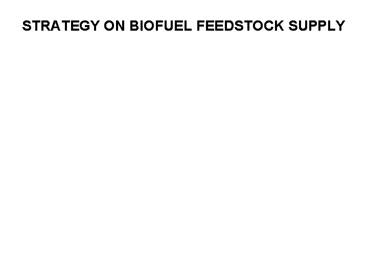 STRATEGY ON BIOFUEL FEEDSTOCK SUPPLY 