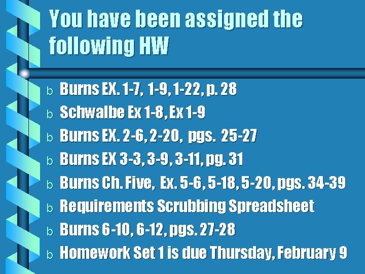 You have been assigned the following HW b b b b Burns EX. 1 You have been assigned the following HW b b b b Burns EX. 1