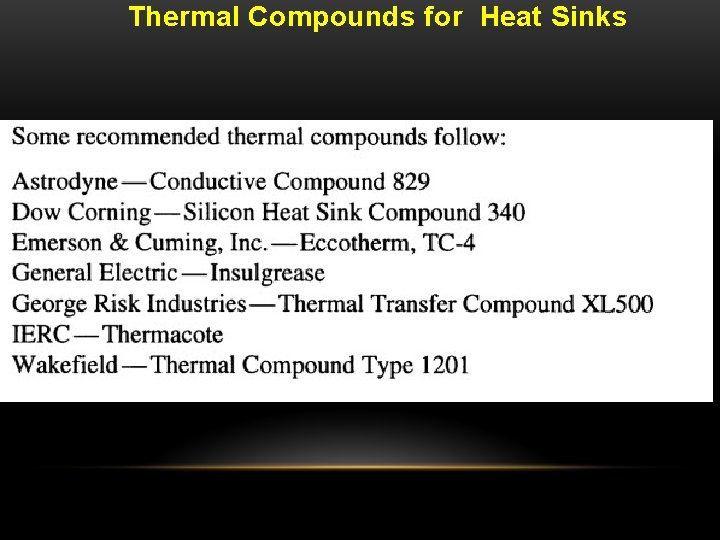 Thermal Compounds for Heat Sinks 