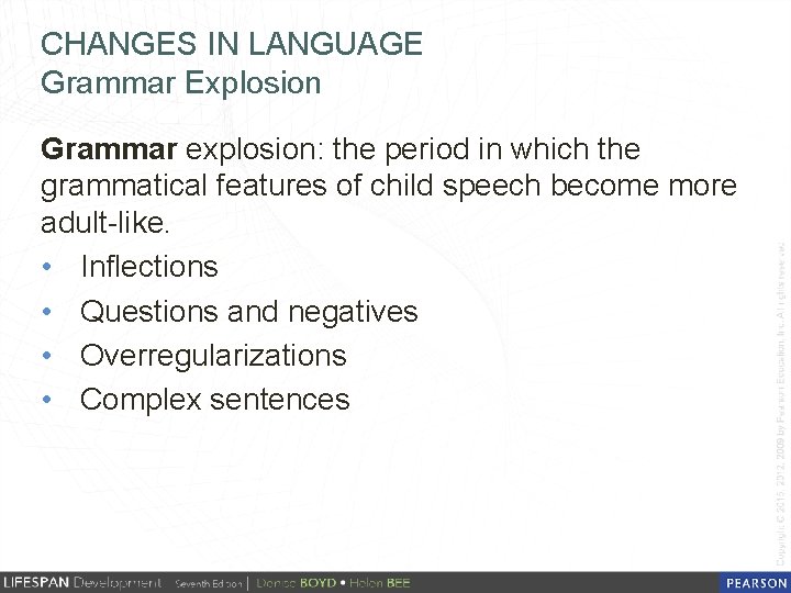 CHANGES IN LANGUAGE Grammar Explosion Grammar explosion: the period in which the grammatical features