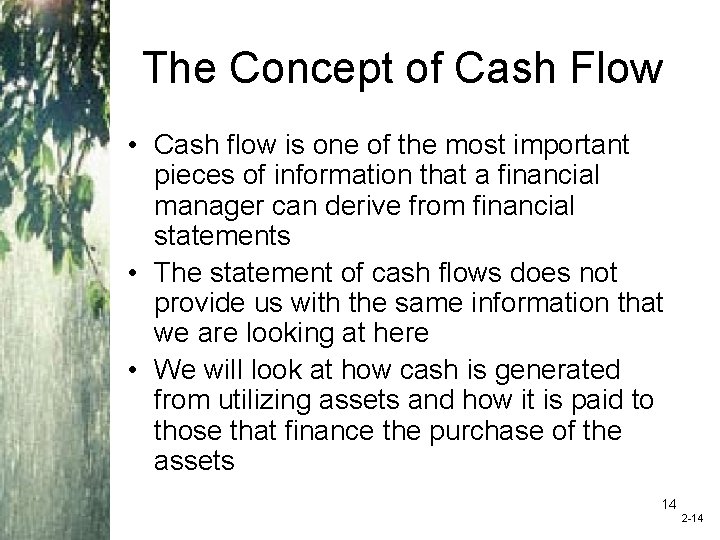 The Concept of Cash Flow • Cash flow is one of the most important