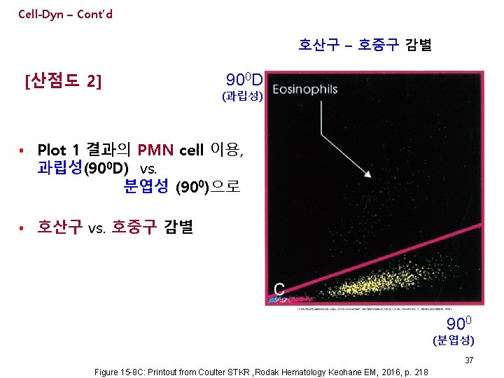 Cell-Dyn – Cont’d 호산구 – 호중구 감별 [산점도 2] 900 D (과립성) • Plot