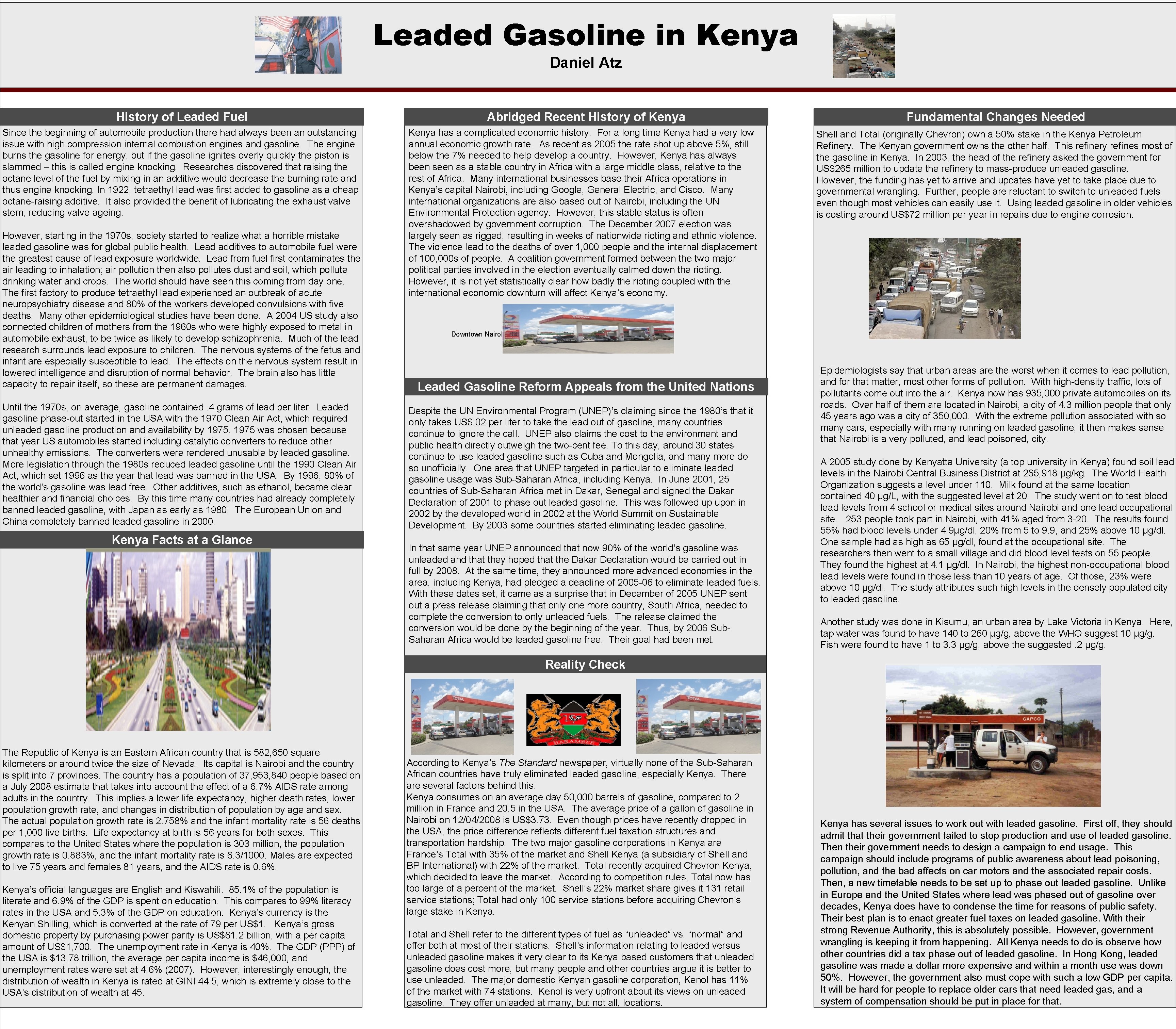 Leaded Gasoline in Kenya Daniel Atz History of Leaded Fuel Since the beginning of