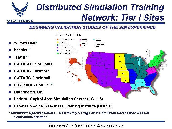 Distributed Simulation Training Network: Tier I Sites BEGINNING VALIDATION STUDIES OF THE SIM EXPERIENCE