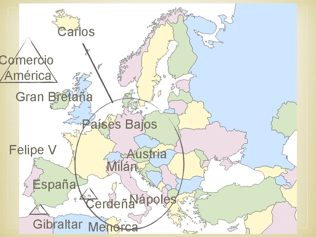 Carlos Comercio América Gran Bretaña Países Bajos Felipe V Austria Milán España Cerdeña. Nápoles