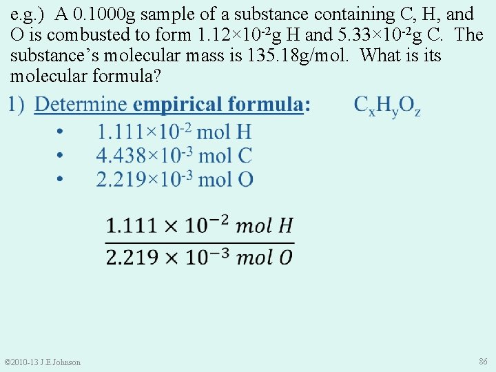 e. g. ) A 0. 1000 g sample of a substance containing C, H,