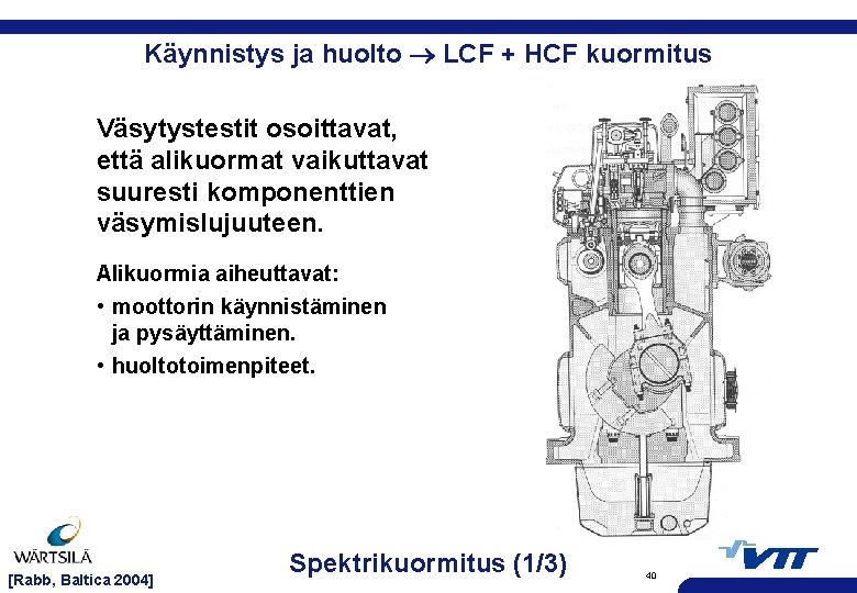 Käynnistys ja huolto LCF + HCF kuormitus Väsytystestit osoittavat, että alikuormat vaikuttavat suuresti komponenttien