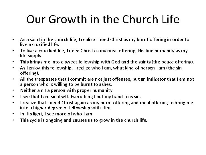 Our Growth in the Church Life • • • As a saint in the