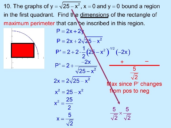 + _ Max since P’ changes from pos to neg 