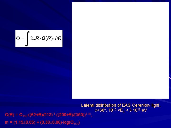 Lateral distribution of EAS Cerenkov light, <30 , 1015 <E 0 < 3 1019