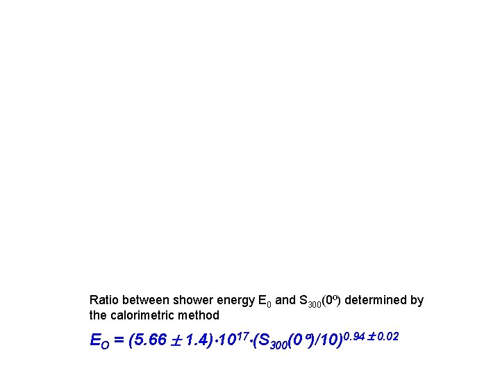 Ratio between shower energy E 0 and S 300(0º) determined by the calorimetric method