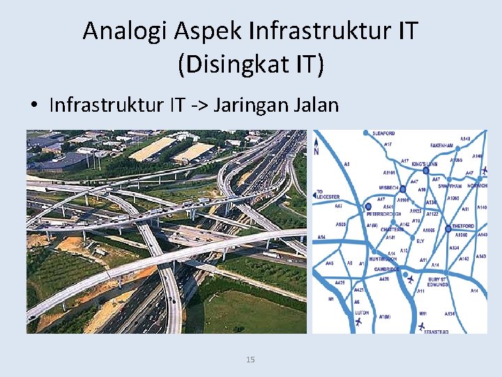 Analogi Aspek Infrastruktur IT (Disingkat IT) • Infrastruktur IT -> Jaringan Jalan 15 
