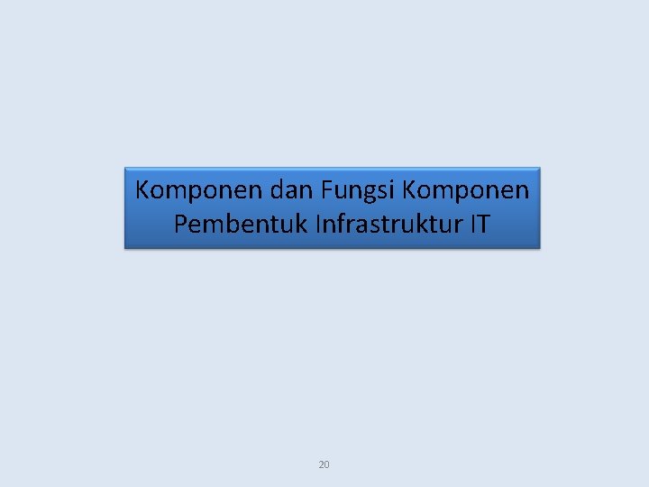 Komponen dan Fungsi Komponen Pembentuk Infrastruktur IT 20 