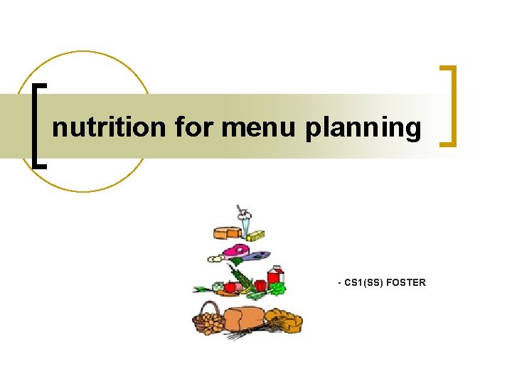 nutrition for menu planning - CS 1(SS) FOSTER 