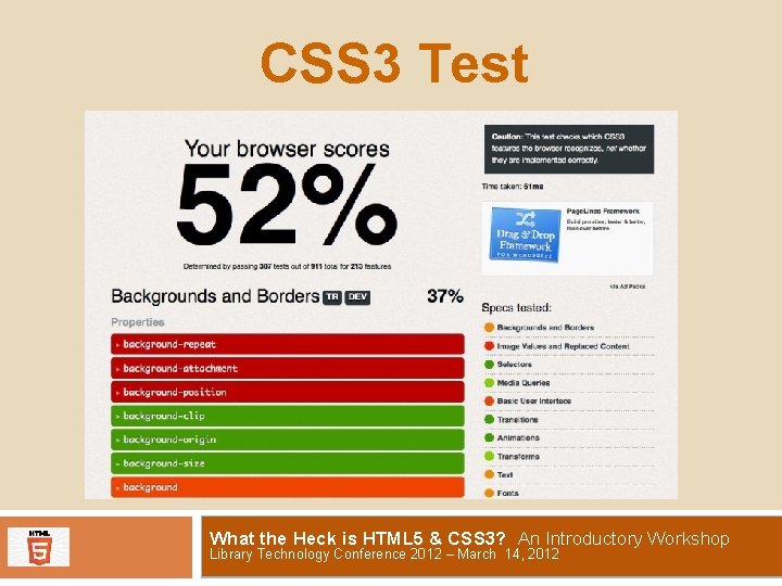 CSS 3 Test What the Heck is HTML 5 & CSS 3? An Introductory