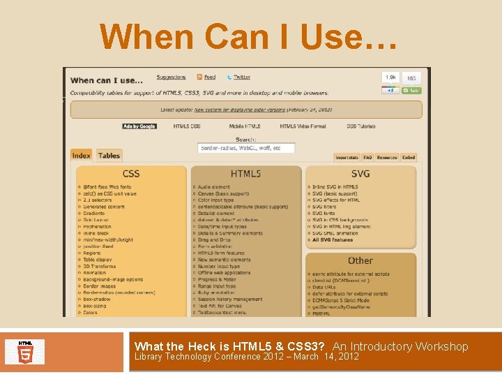 When Can I Use… What the Heck is HTML 5 & CSS 3? An