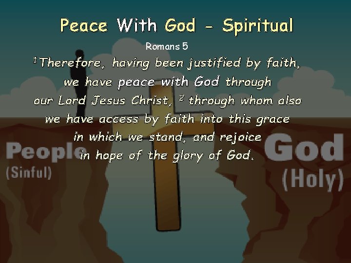 Peace With God - Spiritual Romans 5 1 Therefore, having been justified by faith,
