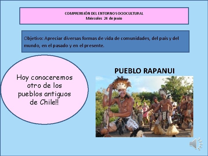 COMPRENSIÓN DEL ENTORNO SOCIOCULTURAL Miércoles 24 de junio Objetivo: Apreciar diversas formas de vida