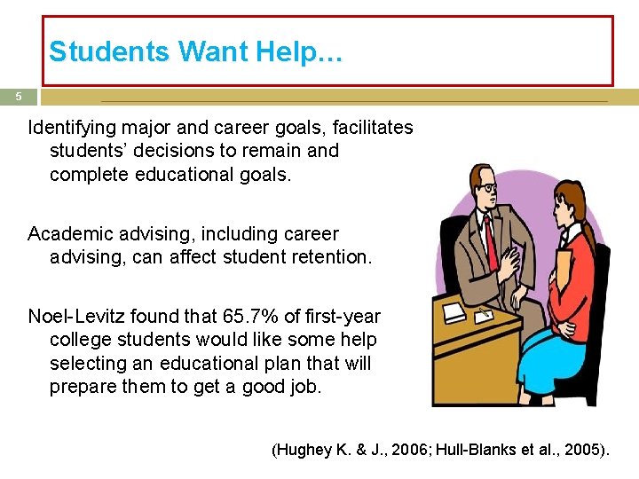 Students Want Help… 5 Identifying major and career goals, facilitates students’ decisions to remain Students Want Help… 5 Identifying major and career goals, facilitates students’ decisions to remain