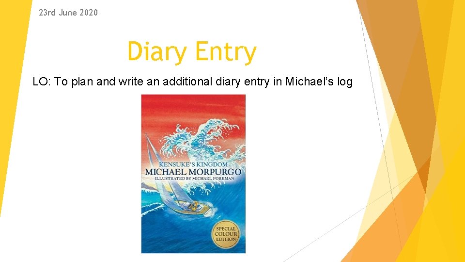 23 rd June 2020 Diary Entry LO: To plan and write an additional diary