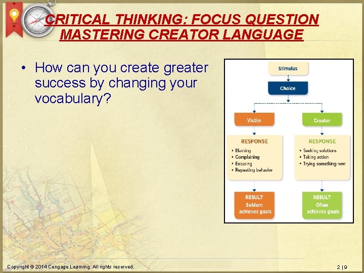 CRITICAL THINKING: FOCUS QUESTION MASTERING CREATOR LANGUAGE • How can you create greater success