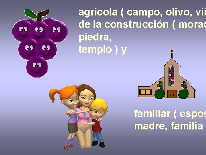 agrícola ( campo, olivo, viñ de la construcción ( morad piedra, templo ) y