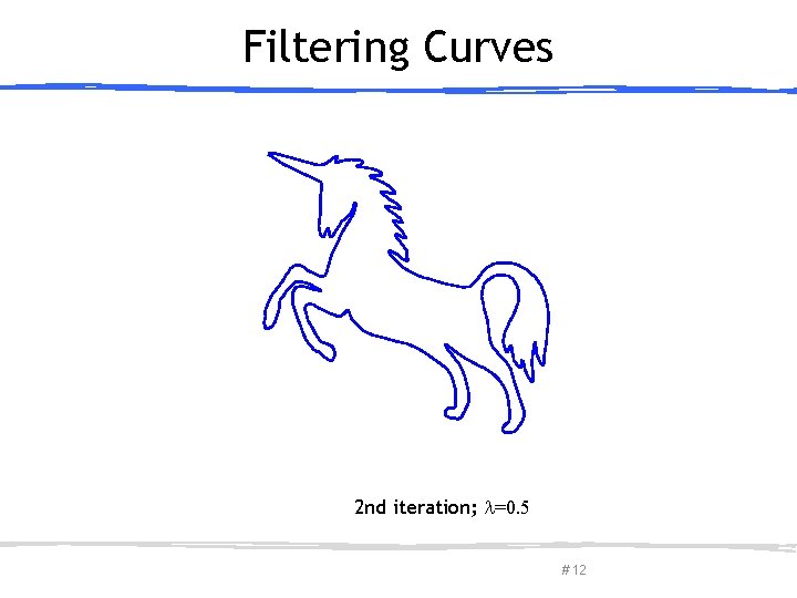 Filtering Curves 2 nd iteration; =0. 5 March 27, 2013 Olga Sorkine-Hornung # 12 Filtering Curves 2 nd iteration; =0. 5 March 27, 2013 Olga Sorkine-Hornung # 12