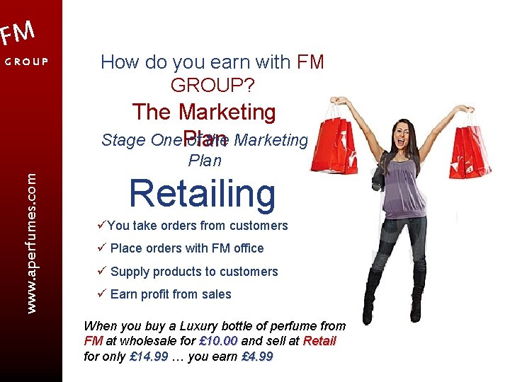FM GROUP How do you earn with FM GROUP? The Marketing Stage One. Plan