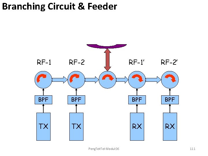 Branching Circuit & Feeder RF-1 RF-2 RF-1’ RF-2’ BPF BPF TX TX RX RX