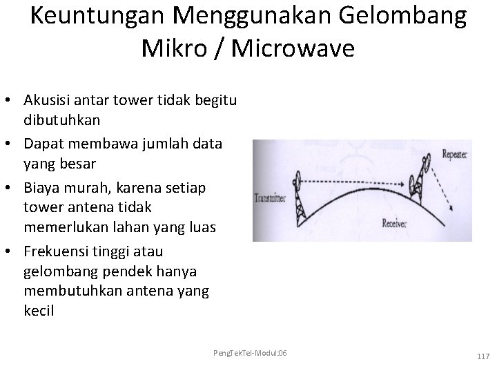Keuntungan Menggunakan Gelombang Mikro / Microwave • Akusisi antar tower tidak begitu dibutuhkan •