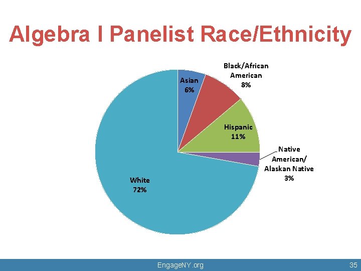 Algebra I Panelist Race/Ethnicity Asian 6% Black/African American 8% Hispanic 11% Native American/ Alaskan