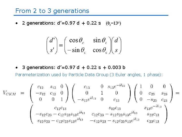 From 2 to 3 generations • 2 generations: d’=0. 97 d + 0. 22 From 2 to 3 generations • 2 generations: d’=0. 97 d + 0. 22