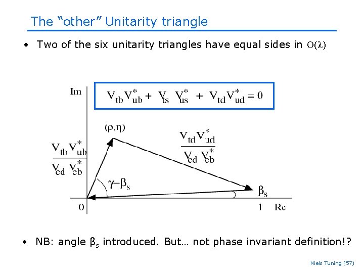 The “other” Unitarity triangle • Two of the six unitarity triangles have equal sides The “other” Unitarity triangle • Two of the six unitarity triangles have equal sides
