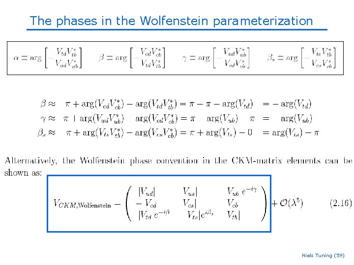 The phases in the Wolfenstein parameterization Niels Tuning (59) The phases in the Wolfenstein parameterization Niels Tuning (59)