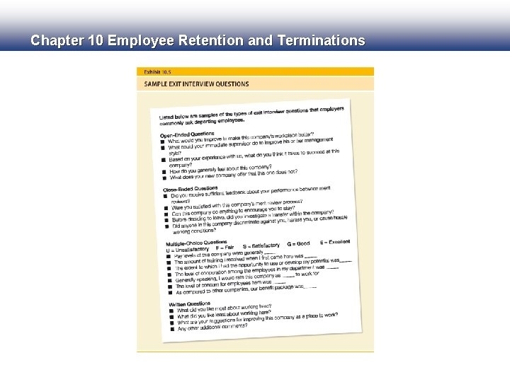 Chapter 10 Employee Retention and Terminations 