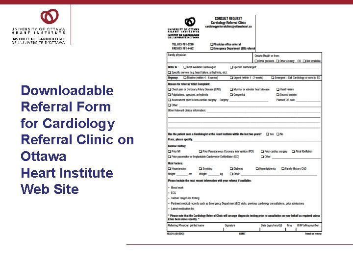 Downloadable Referral Form for Cardiology Referral Clinic on Ottawa Heart Institute Web Site 