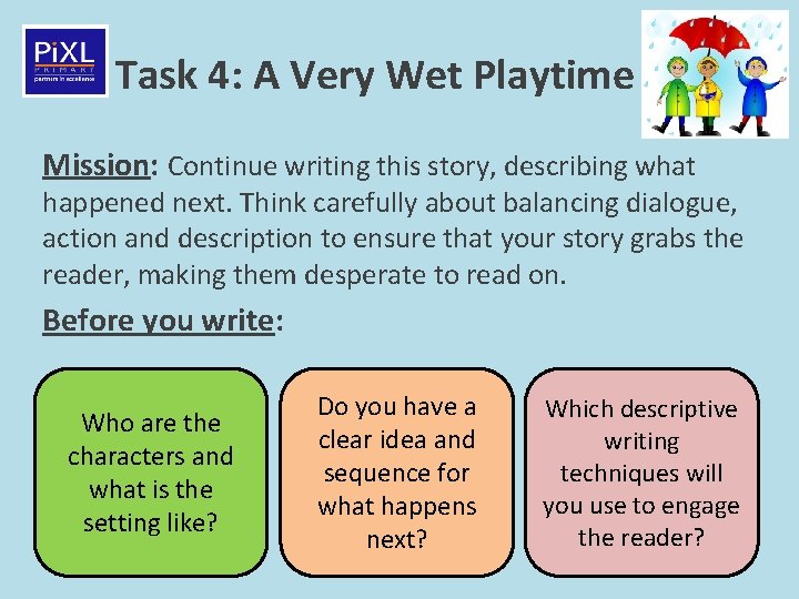 Task 4: A Very Wet Playtime Mission: Continue writing this story, describing what happened