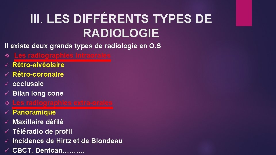 Type Radiologie COURS INTRODUCTIF SUR LIMAGERIE DENTAIRE RADIOLOGIE DENTOMAXILLOFACIALE DR