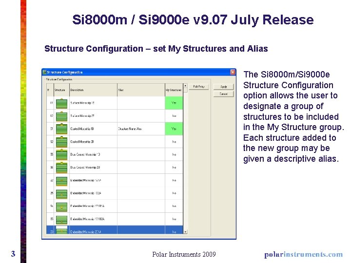 Si 8000 m / Si 9000 e v 9. 07 July Release Structure Configuration