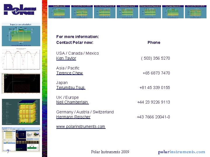 For more information: Contact Polar now: USA / Canada / Mexico Ken Taylor Asia
