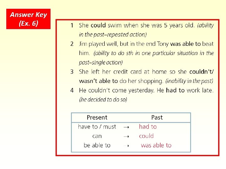 Answer Key (Ex. 6) 