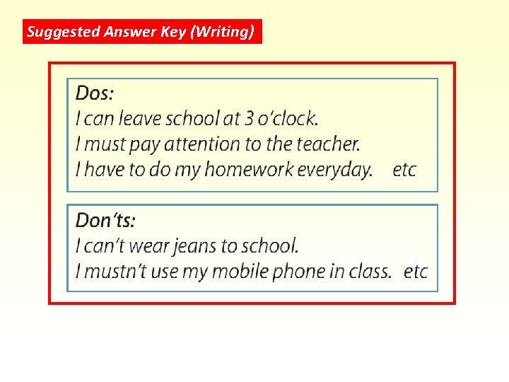 Suggested Answer Key (Writing) 