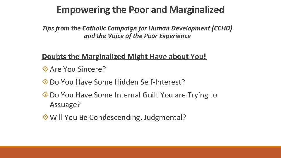 Empowering the Poor and Marginalized Tips from the Catholic Campaign for Human Development (CCHD)