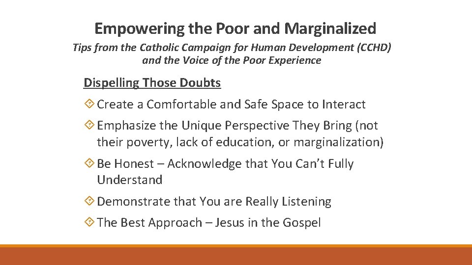 Empowering the Poor and Marginalized Tips from the Catholic Campaign for Human Development (CCHD)