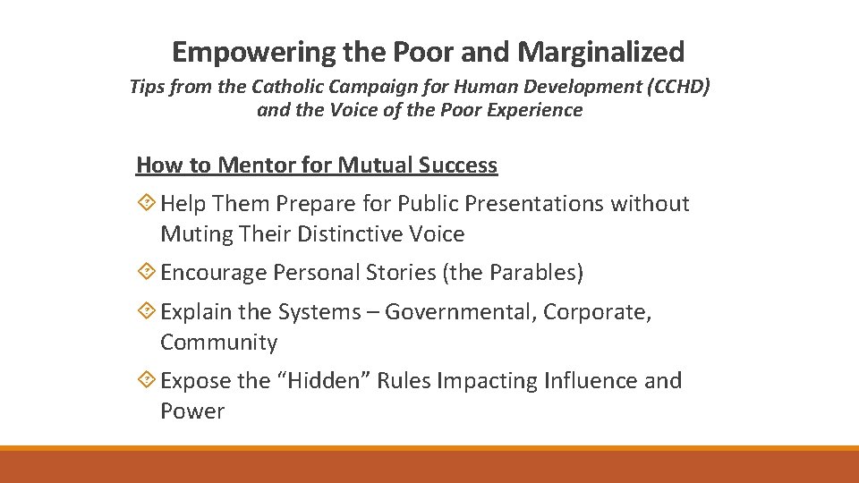 Empowering the Poor and Marginalized Tips from the Catholic Campaign for Human Development (CCHD)