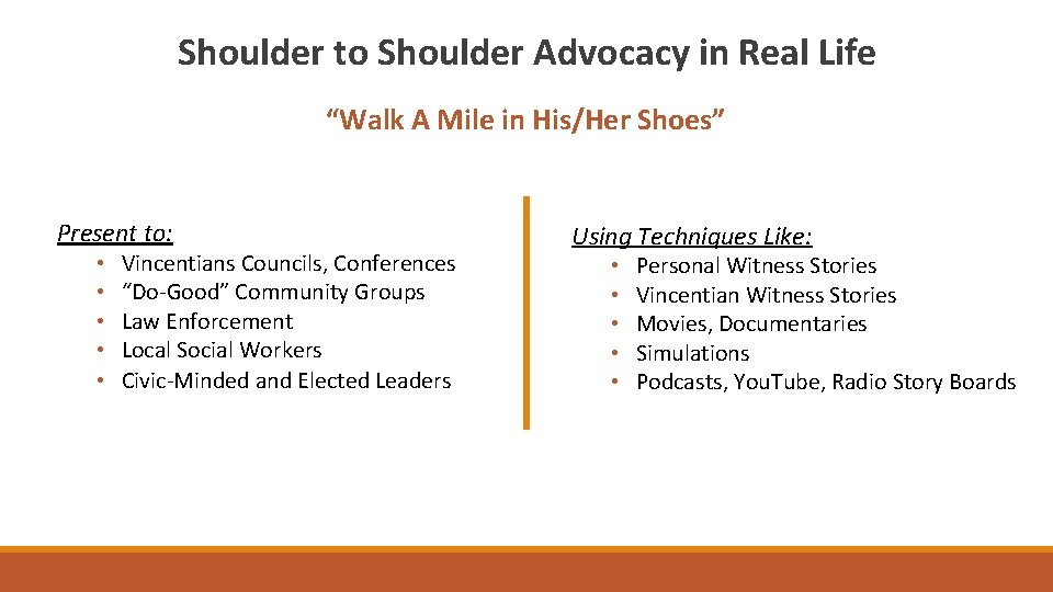 Shoulder to Shoulder Advocacy in Real Life “Walk A Mile in His/Her Shoes” Present