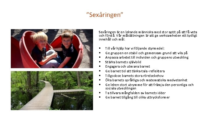 ”Sexåringen” Sexåringen är en lekande människa med stor aptit på att få veta och