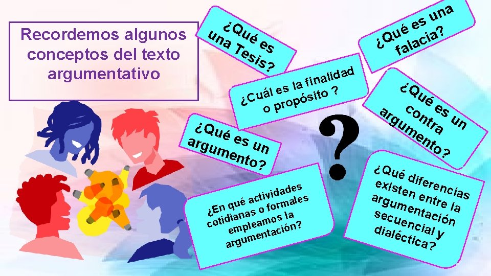 Recordemos algunos conceptos del texto argumentativo ¿Q un ué a T es es is?