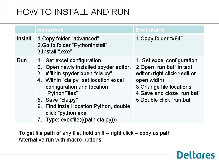 HOW TO INSTALL AND RUN Advanced Executable Install 1. Copy folder “advanced” 2. Go